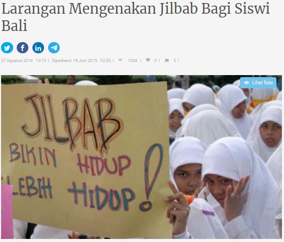 Pembelaan atas larangan siswi mengenakan kerudung di Bali
